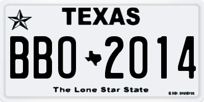 TX license plate BBO2014