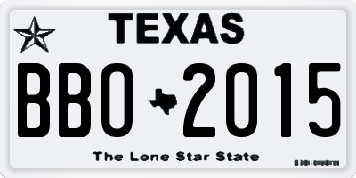 TX license plate BBO2015
