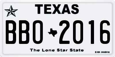 TX license plate BBO2016