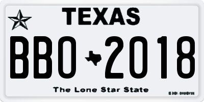 TX license plate BBO2018