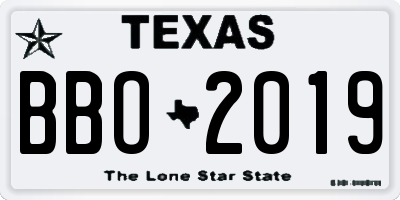 TX license plate BBO2019