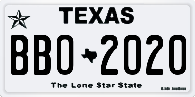 TX license plate BBO2020