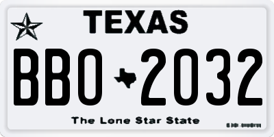 TX license plate BBO2032