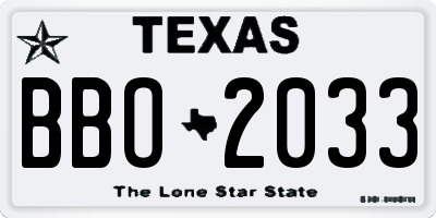 TX license plate BBO2033