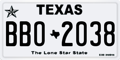 TX license plate BBO2038