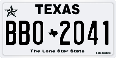 TX license plate BBO2041