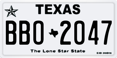 TX license plate BBO2047