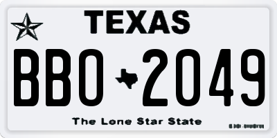 TX license plate BBO2049