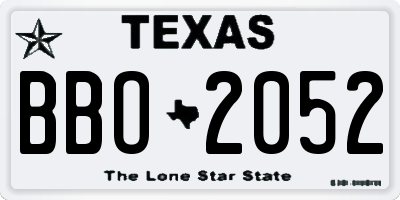 TX license plate BBO2052