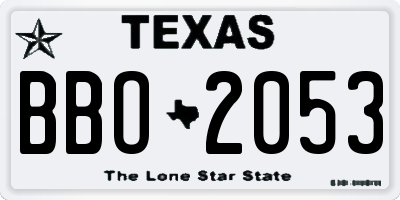 TX license plate BBO2053