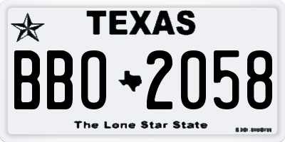TX license plate BBO2058