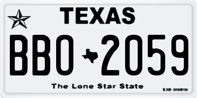 TX license plate BBO2059