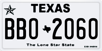 TX license plate BBO2060
