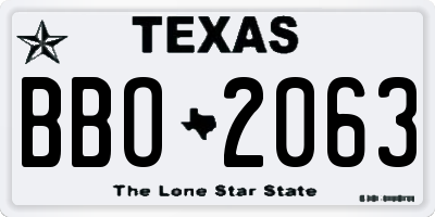 TX license plate BBO2063