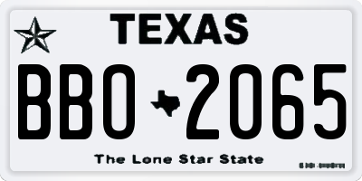 TX license plate BBO2065