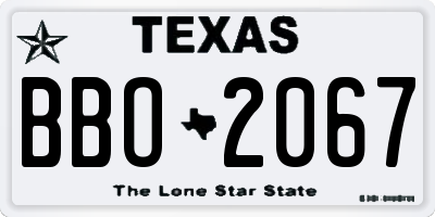 TX license plate BBO2067