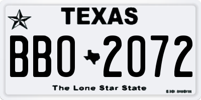 TX license plate BBO2072