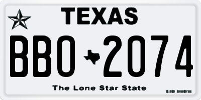TX license plate BBO2074