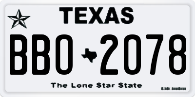 TX license plate BBO2078