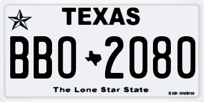 TX license plate BBO2080