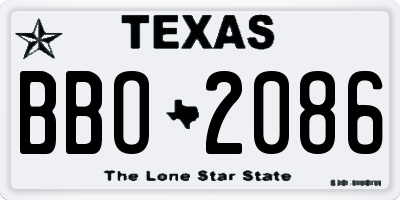 TX license plate BBO2086