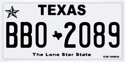 TX license plate BBO2089