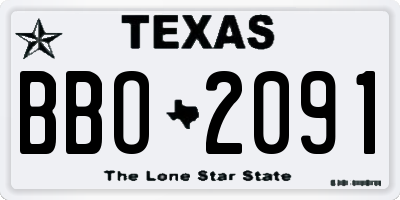 TX license plate BBO2091