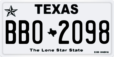 TX license plate BBO2098