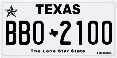 TX license plate BBO2100