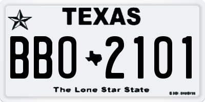 TX license plate BBO2101