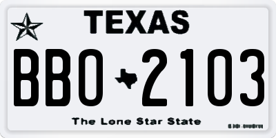 TX license plate BBO2103