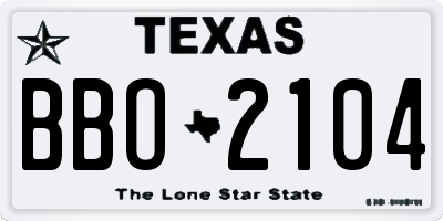 TX license plate BBO2104