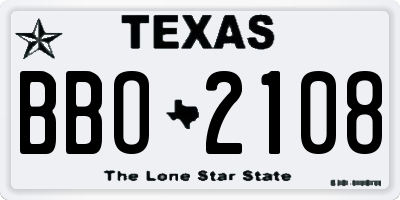 TX license plate BBO2108