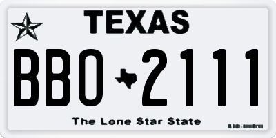 TX license plate BBO2111