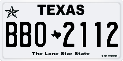TX license plate BBO2112