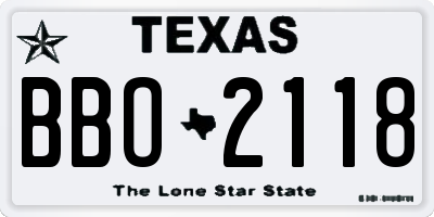 TX license plate BBO2118