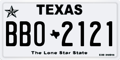 TX license plate BBO2121