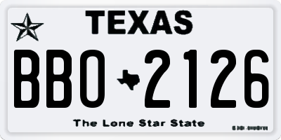TX license plate BBO2126