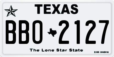 TX license plate BBO2127