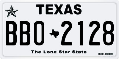 TX license plate BBO2128