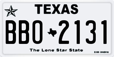 TX license plate BBO2131