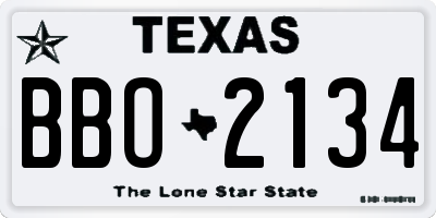 TX license plate BBO2134