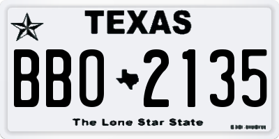 TX license plate BBO2135