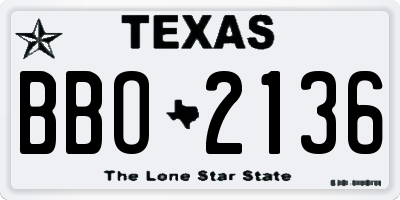 TX license plate BBO2136