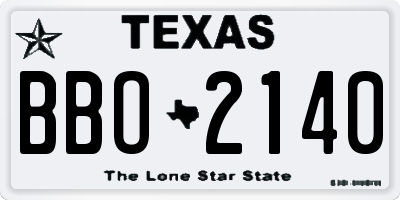 TX license plate BBO2140