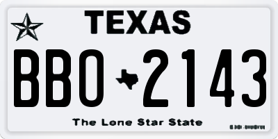 TX license plate BBO2143