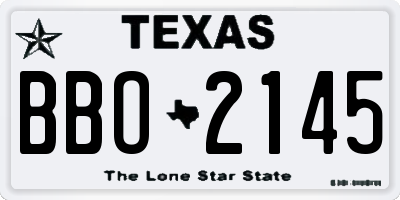 TX license plate BBO2145