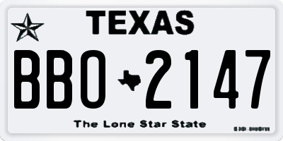 TX license plate BBO2147