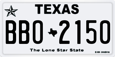 TX license plate BBO2150