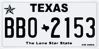 TX license plate BBO2153
